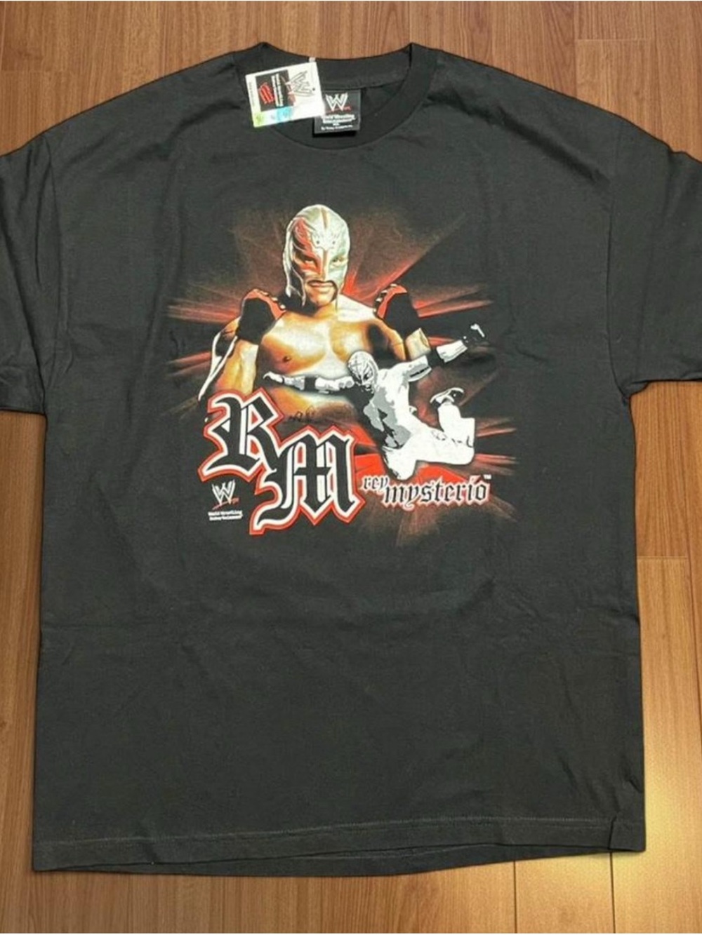 TAGGED! 2002 Vintage WWE Rey Mysterio Front & Back Black  & Orange Graphic Tee 🔥